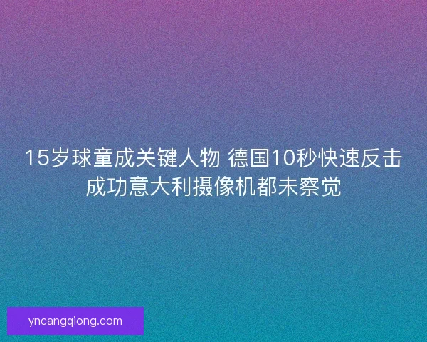 15岁球童成关键人物 德国10秒快速反击成功意大利摄像机都未察觉