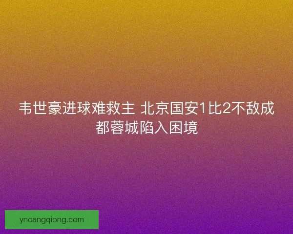 韦世豪进球难救主 北京国安1比2不敌成都蓉城陷入困境