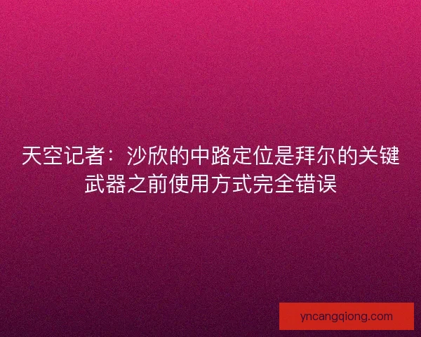 天空记者：沙欣的中路定位是拜尔的关键武器之前使用方式完全错误